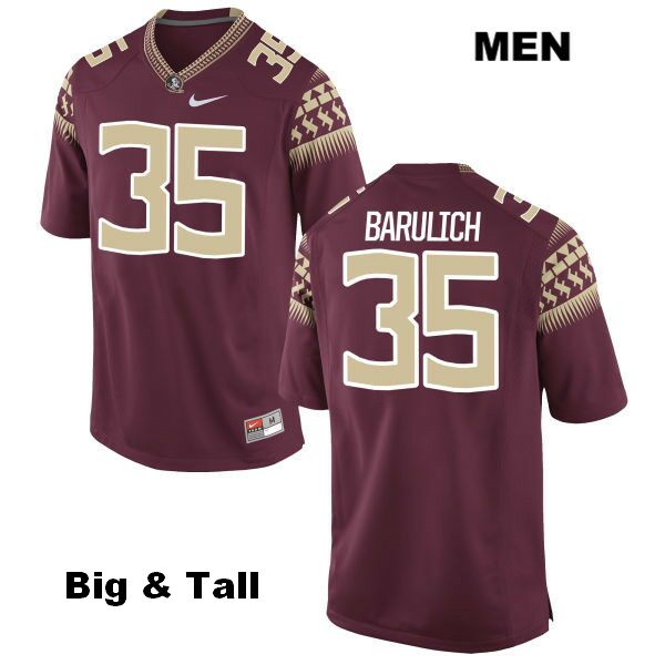 Men's NCAA Nike Florida State Seminoles #35 Michael Barulich College Big & Tall Red Stitched Authentic Football Jersey BPP1169UW